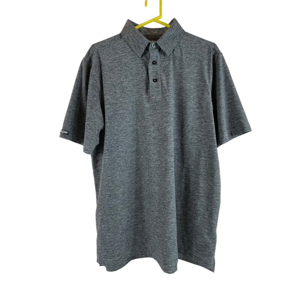 Straight Down Polo Shirt Sz Large Mens Gray Performance Golf Heathered